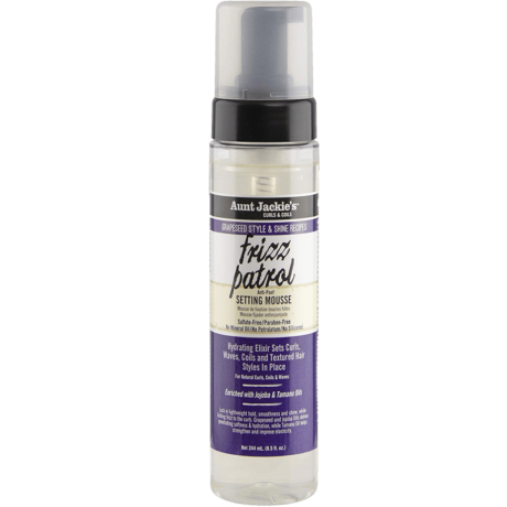 Aunt Jackie’s Flaxseed Collection Grapeseed Collection, Frizz Patrol Anti-Poof Twist & Curl Setting Mousse