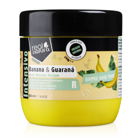 Real Natura Máscara De Reconstrução Super Hair Food Banana E Guaraná 500ml